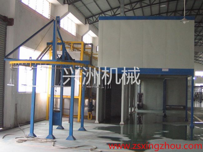 Powder spraying baking line